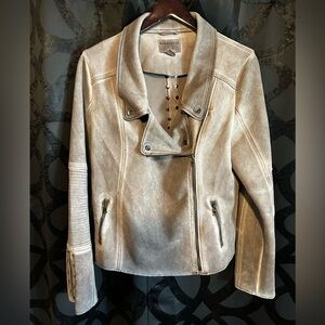 Marrakech Taupe XL super soft faux Suède moto jacket